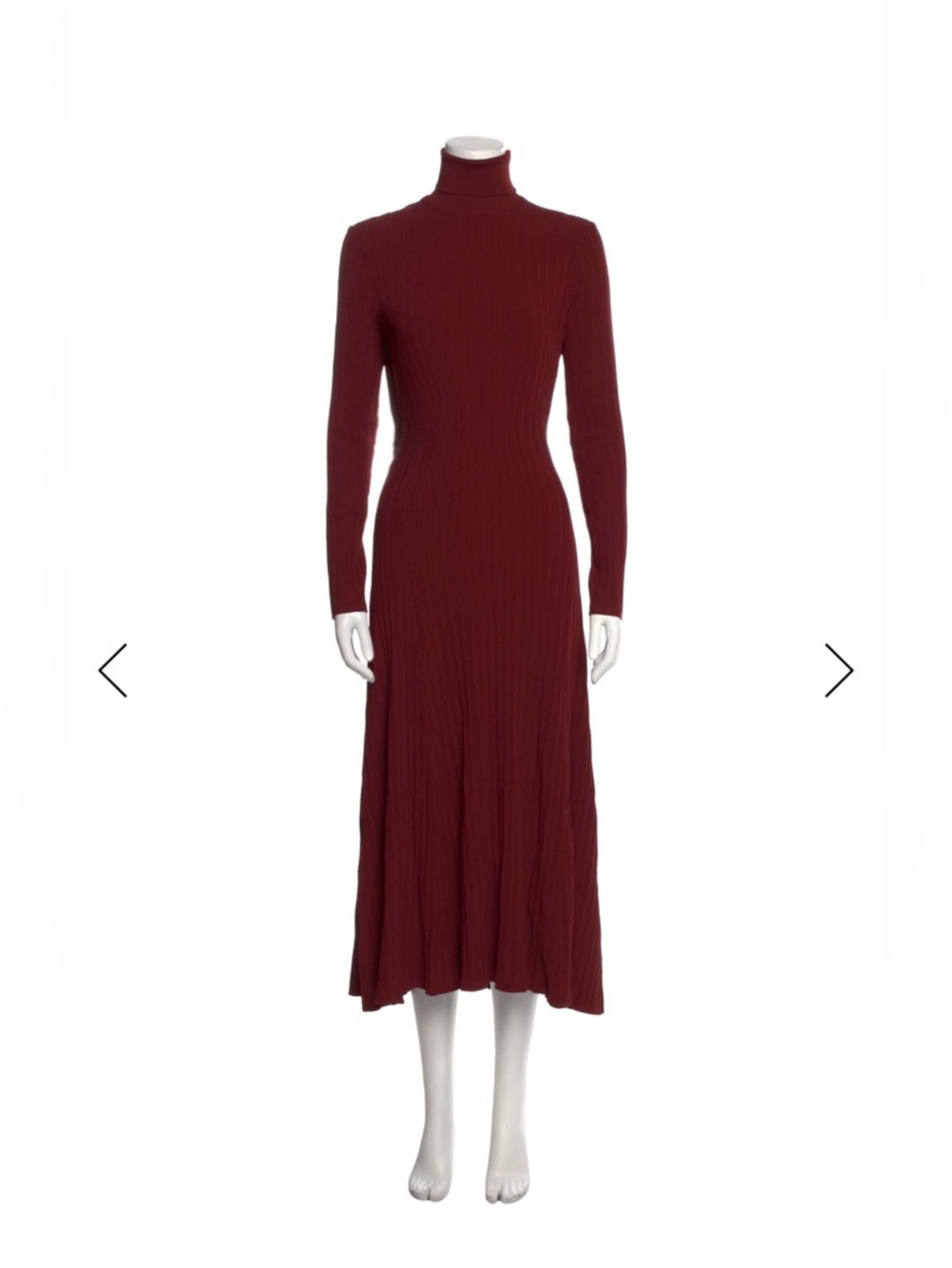 Proenza Schouler Burgundy Ribbed Long-Sleeve Maxi Dress - Picture 2 of 5